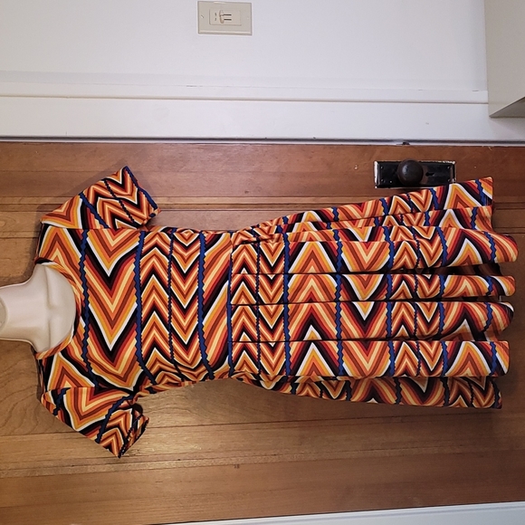 Lularoe Orange Striped 60s Themed Dress, M - Picture 7 of 8